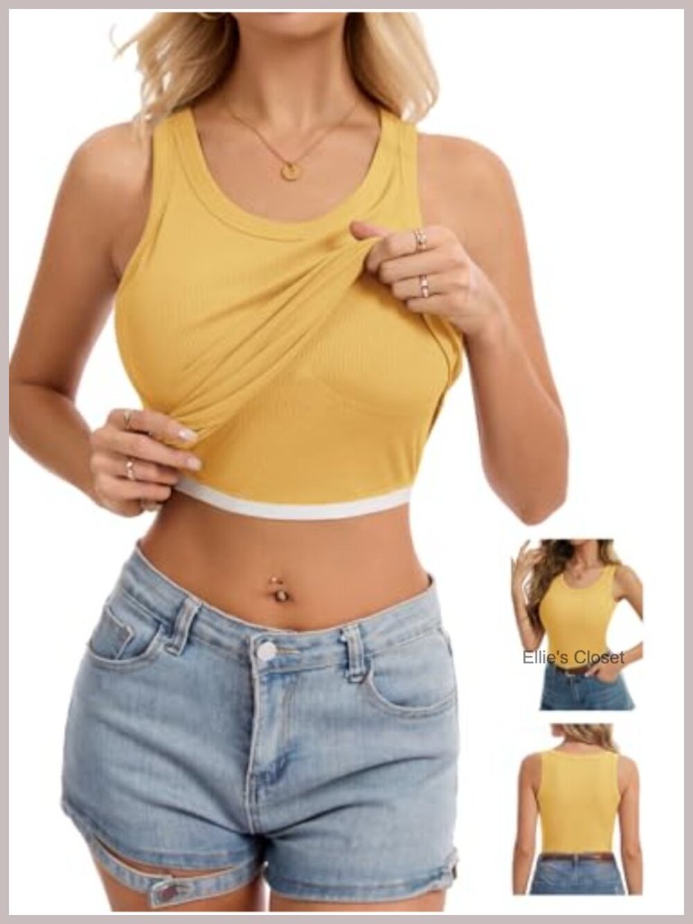 Women's Tank Top with Built-in Bra Pads Ribbed Knit Racerback Cami